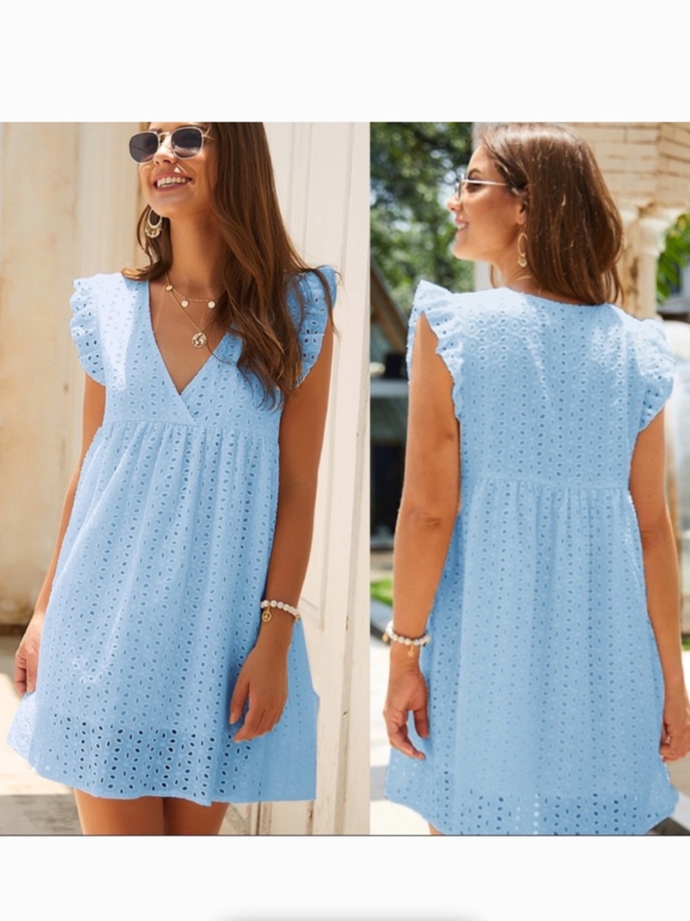 Sky Blue Stunning Mystery Ruffled Shoulder Mini Dress